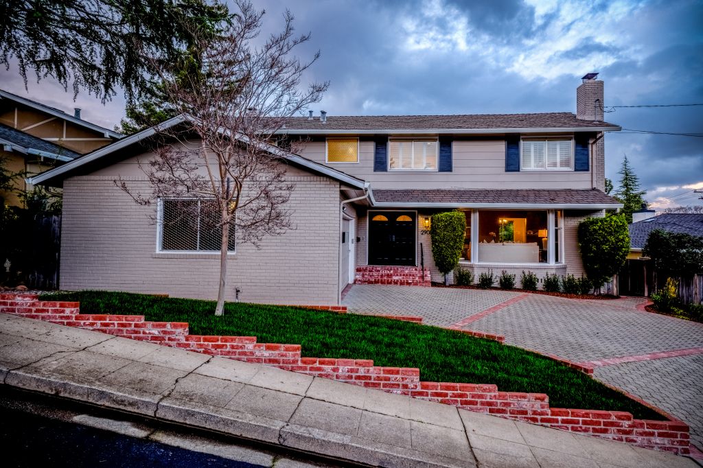 Front twilight exterior at 2908 Franciscan Court.