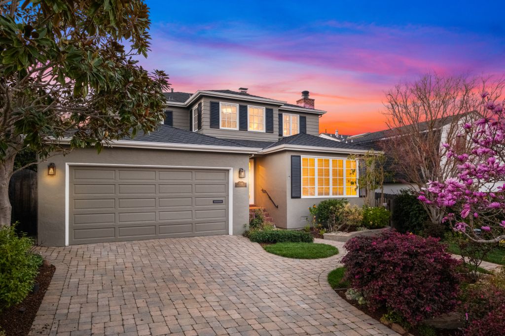 Front exterior driveway in the Baywood Knolls neighborhood in San Mateo.