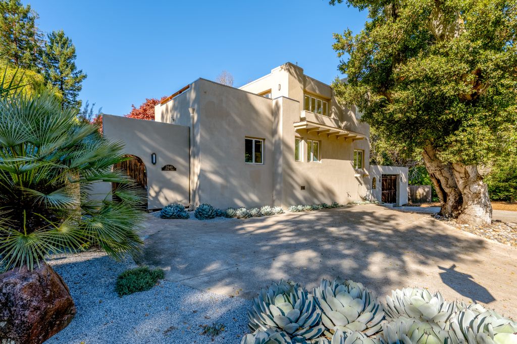 Outside exterior with landscaping at 2840 Canyon Road in the Burlingame Hills neighborhood in Burlingame.